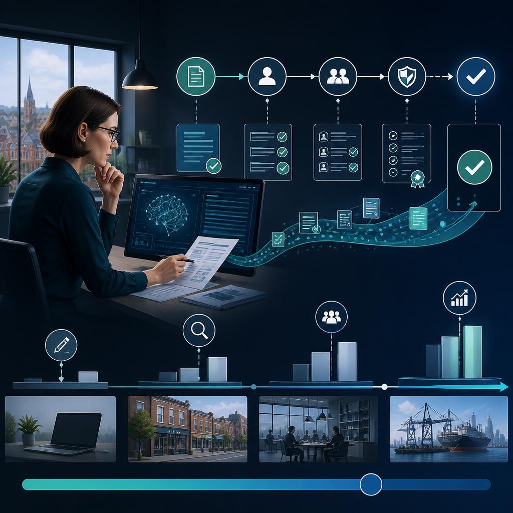 A business professional checks an AI recommendation against evidence before approving a consequential action